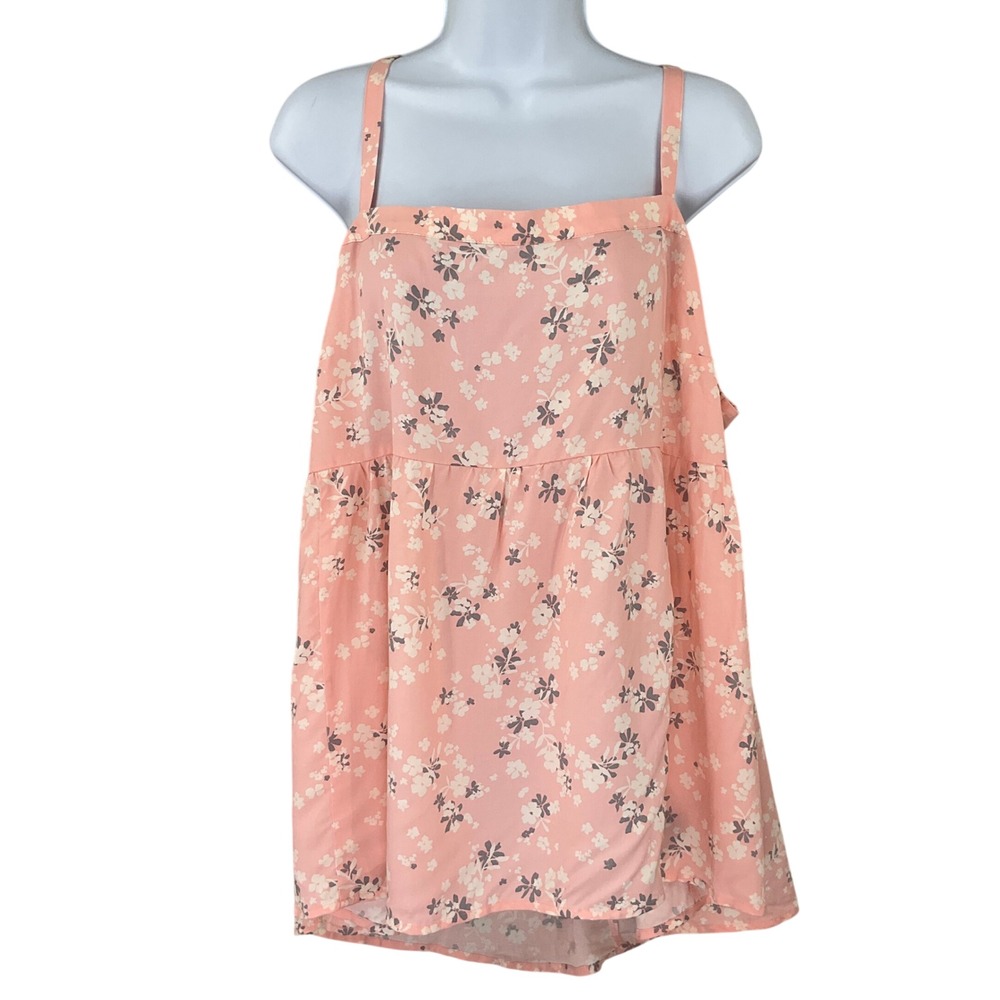 Torrid Peach Floral Print Babydoll Tank Top Womens Sz 1x Boho Hippie Festival